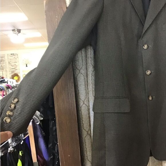 george men 42L black/brown twill suit coat - Picture 2 of 3